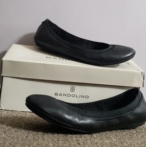 BANDOLINO - Black Leather Flats, Sz 7